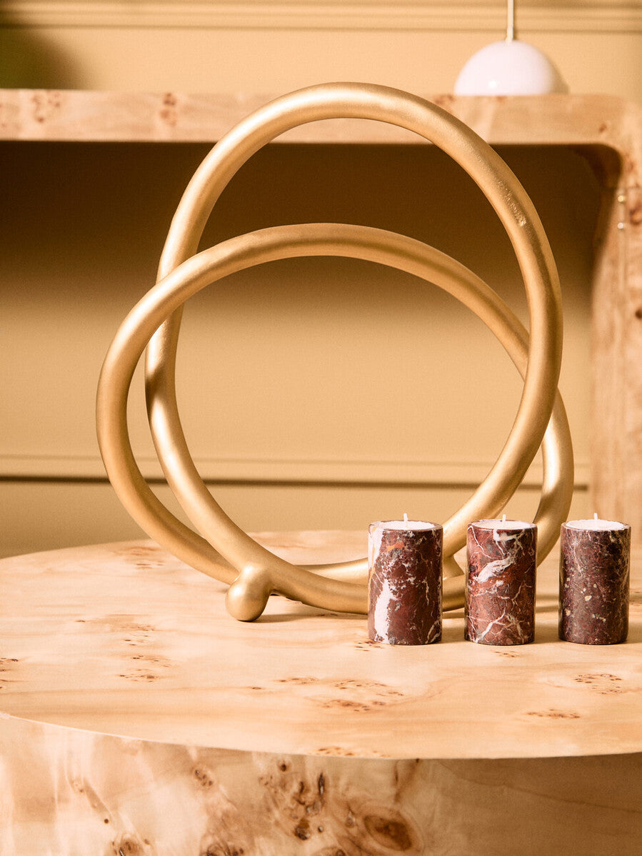 Set of Three Red Marble Tealight Holders | Salmo