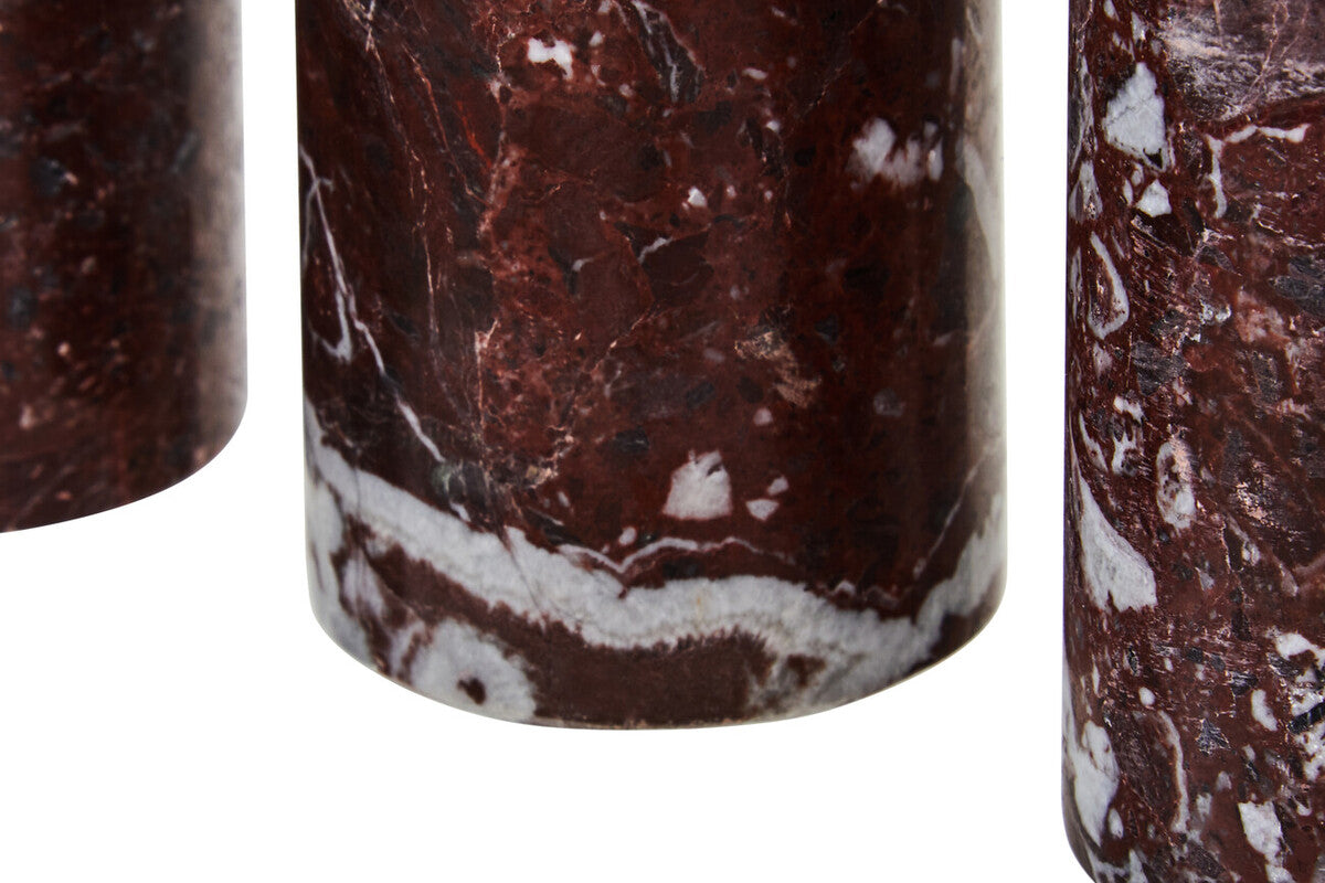 Set of Three Red Marble Tealight Holders | Salmo