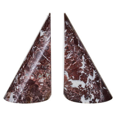 Set of Two Red Marble Bookends | Salmo