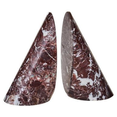 Set of Two Red Marble Bookends | Salmo