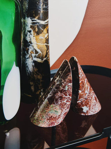 Set of Two Red Marble Bookends | Salmo