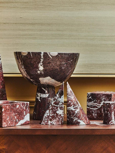Set of Two Red Marble Bookends | Salmo