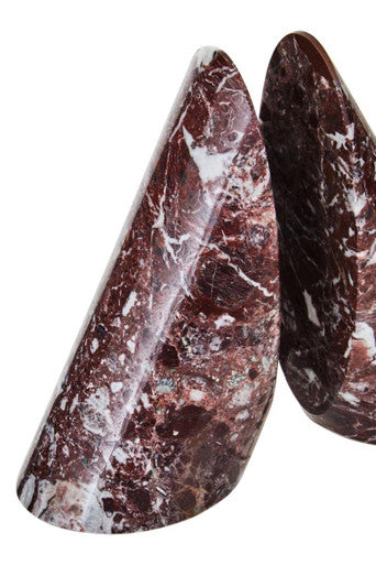 Set of Two Red Marble Bookends | Salmo