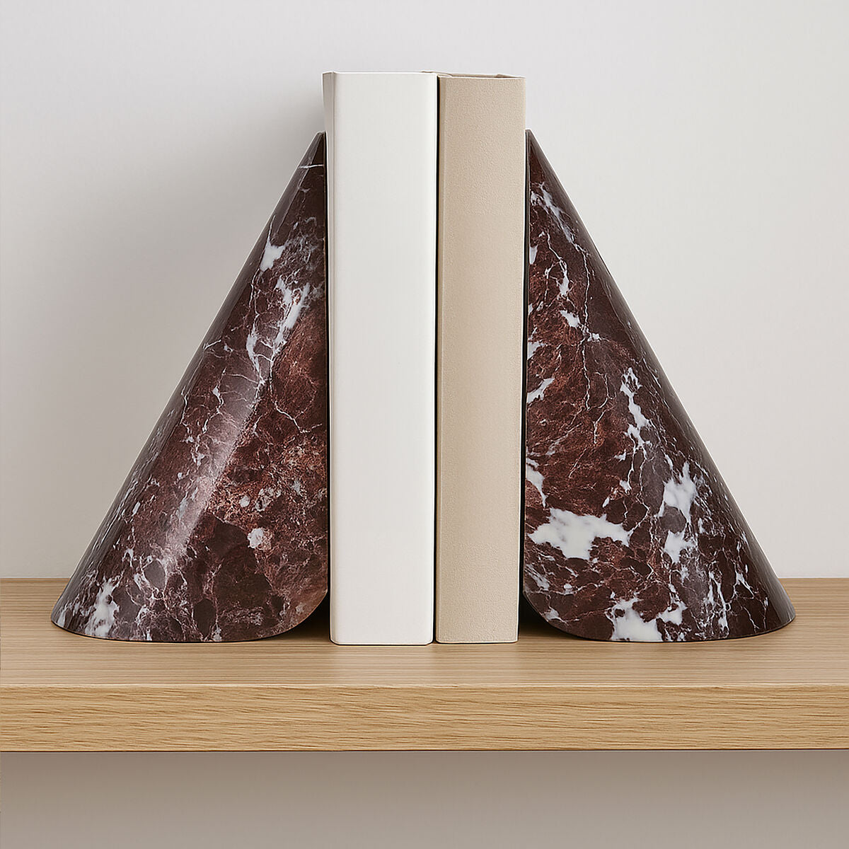 Set of Two Red Marble Bookends | Salmo
