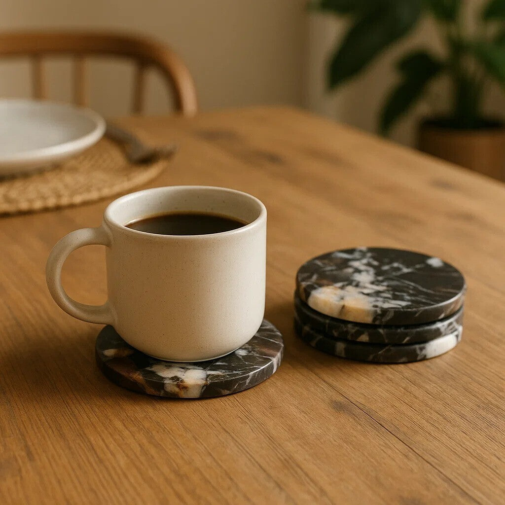 Black Marble Set of 4 Marble Coasters | Salmo