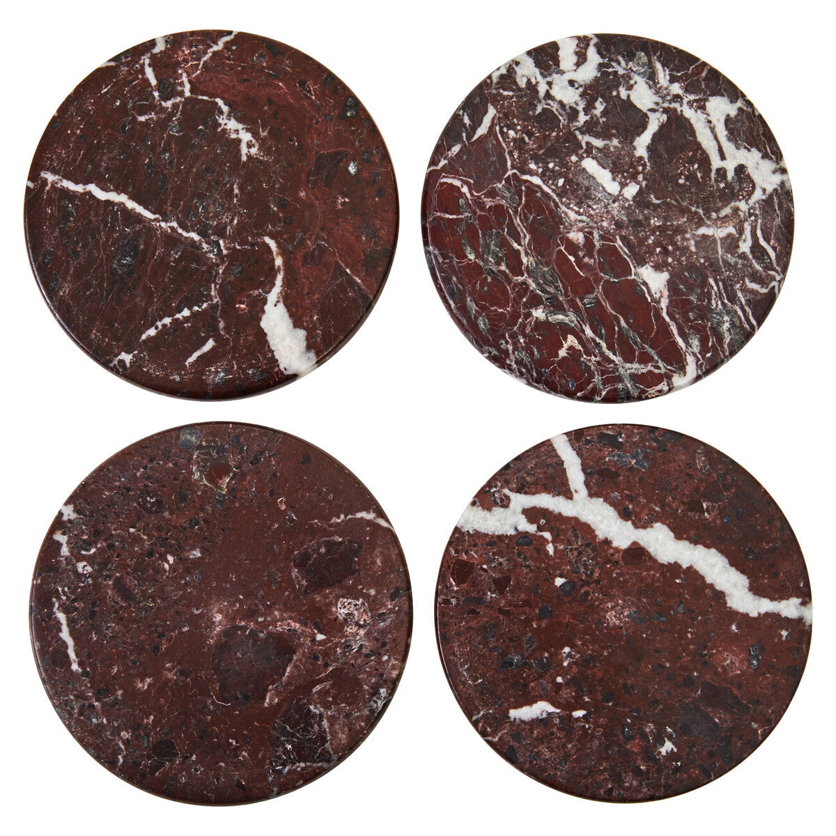 Set of 4 Red Marble Coasters | Salmo