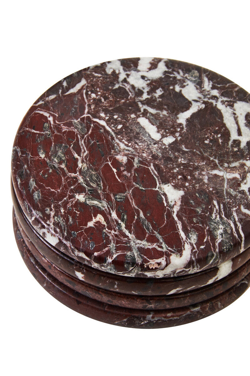 Set of 4 Red Marble Coasters | Salmo