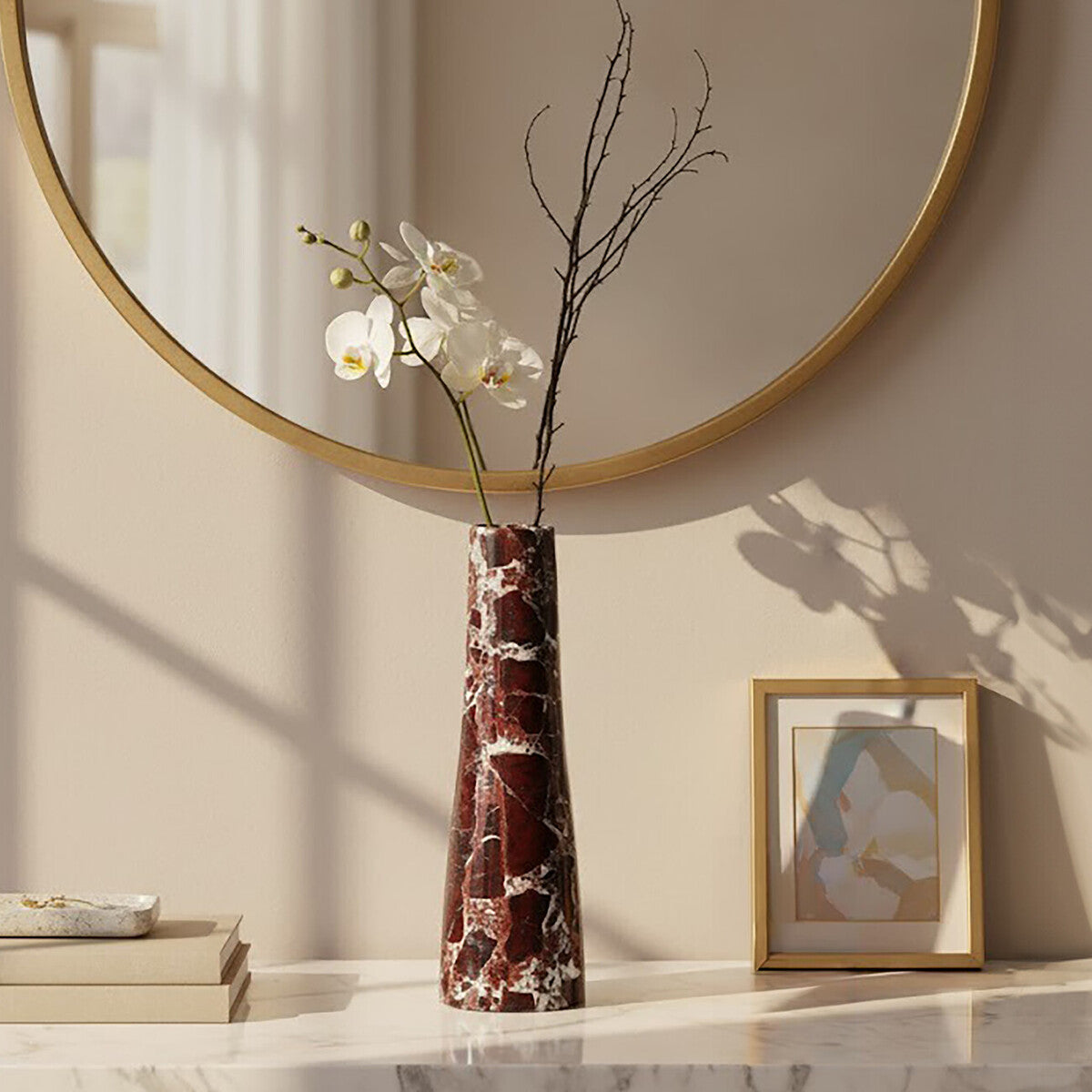 Red Marble Tapered Vase | Salmo
