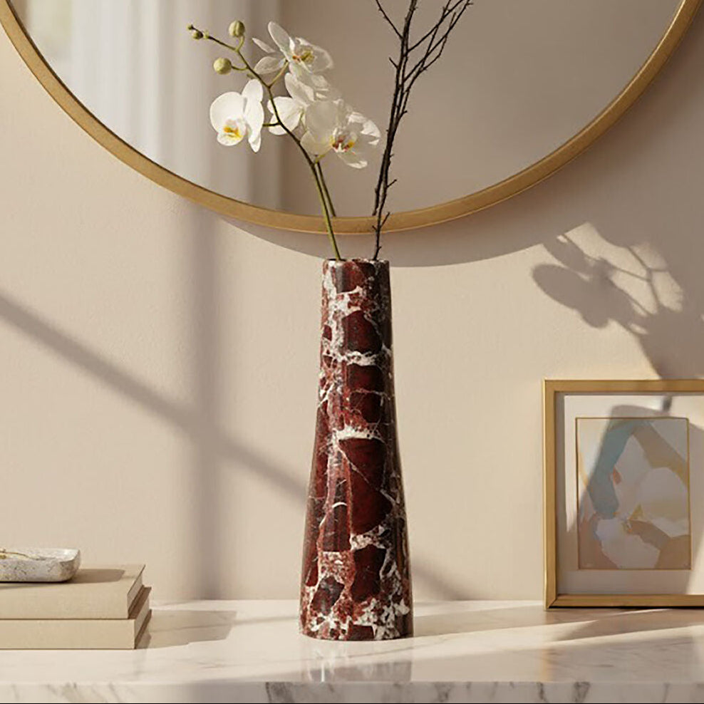 Red Marble Tapered Vase | Salmo