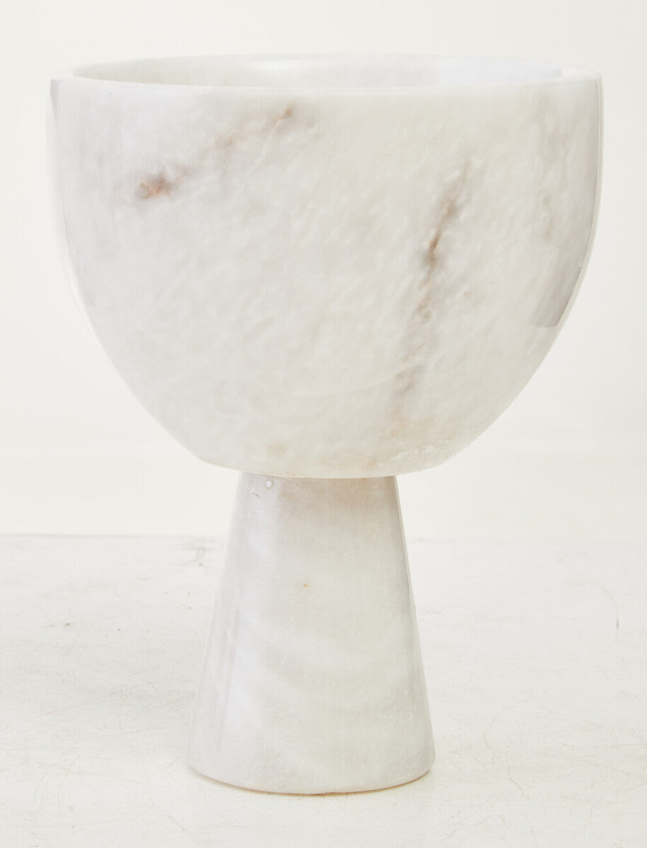 Small White Marble Pedestal Bowl | Salmo