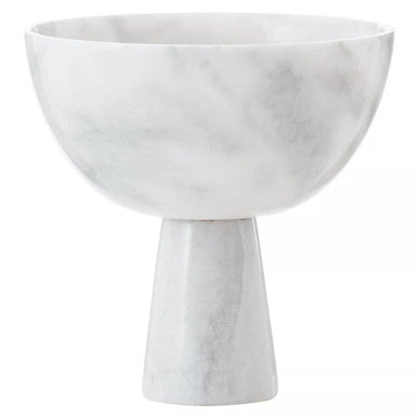 Large White Marble Pedestal Bowl | Salmo