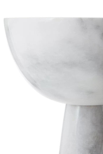 Large White Marble Pedestal Bowl | Salmo
