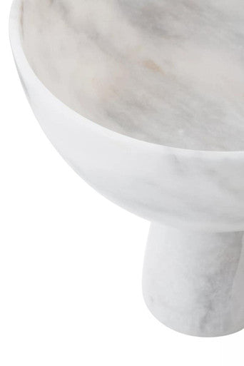 Large White Marble Pedestal Bowl | Salmo
