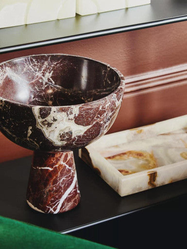 Large Red Marble Pedestal Bowl | Salmo