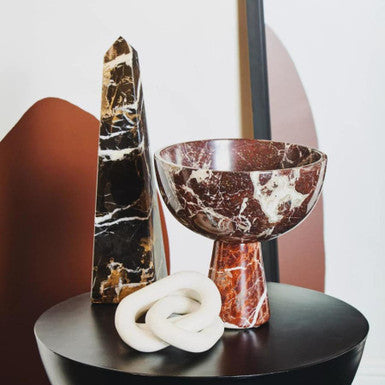 Large Red Marble Pedestal Bowl | Salmo