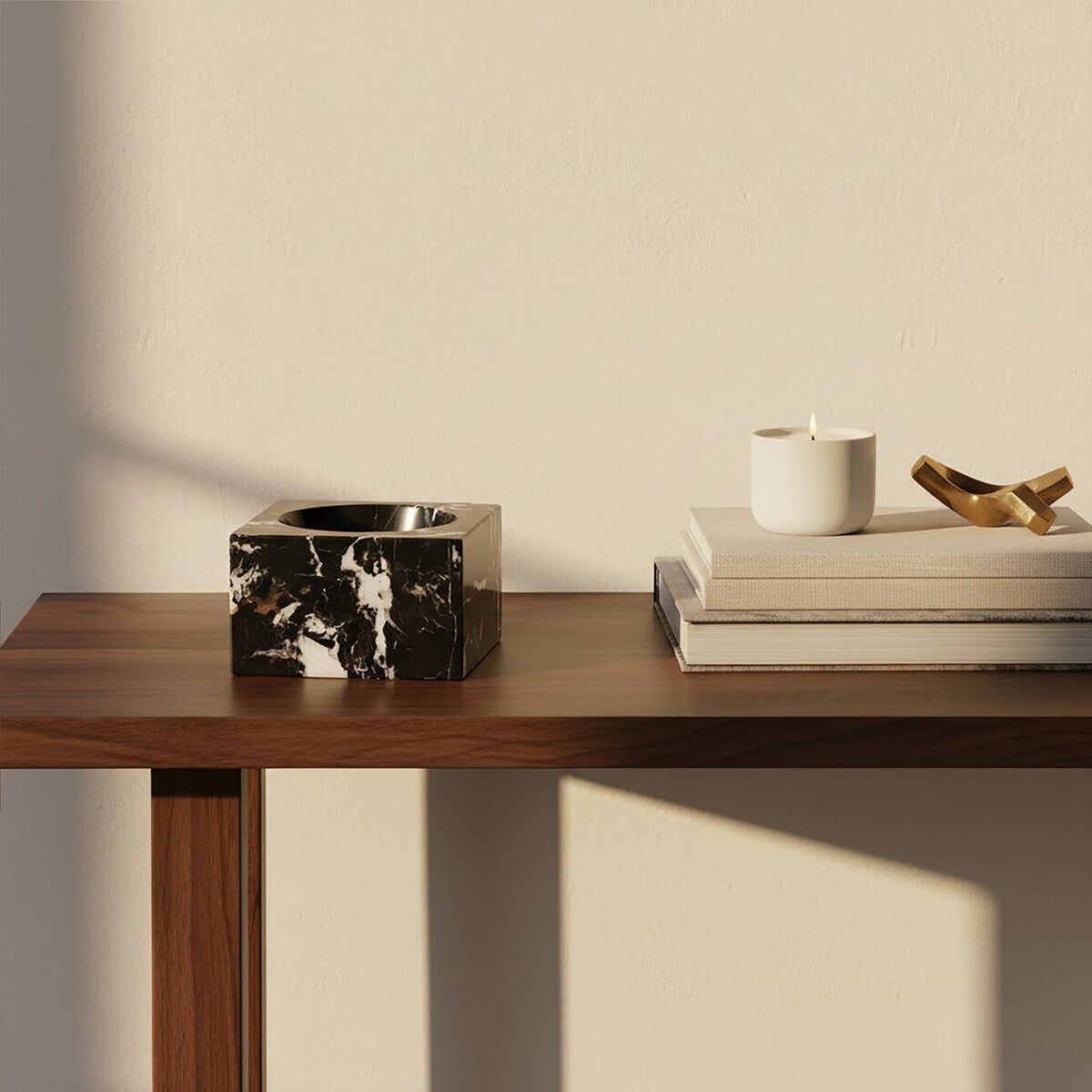 Square Black and Gold Marble Bowl | Salmo