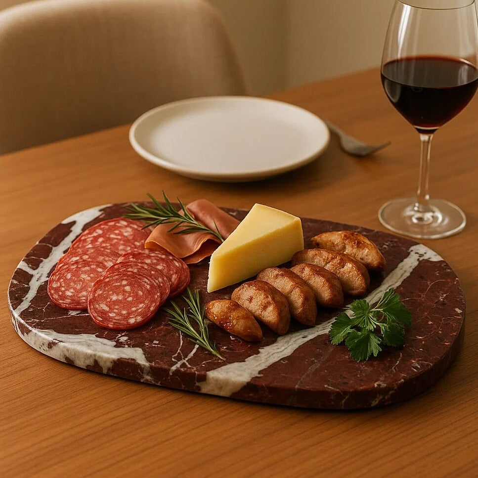 Oval Red Marble Serving Board | Salmo