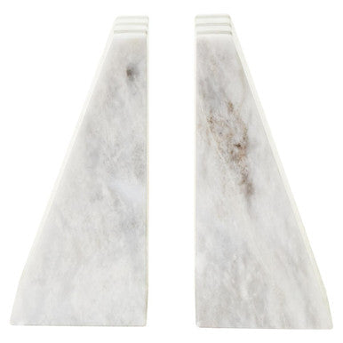 Set of Two Striped White Marble Bookends | Soma