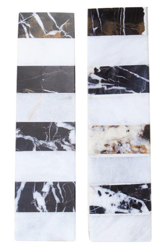 Set of Two Black and White Striped Marble Bookends | Soma