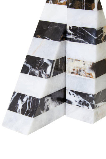 Set of Two Black and White Striped Marble Bookends | Soma