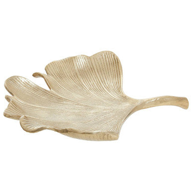 Large Antique Gold Finish Ginkgo Dish | Prato