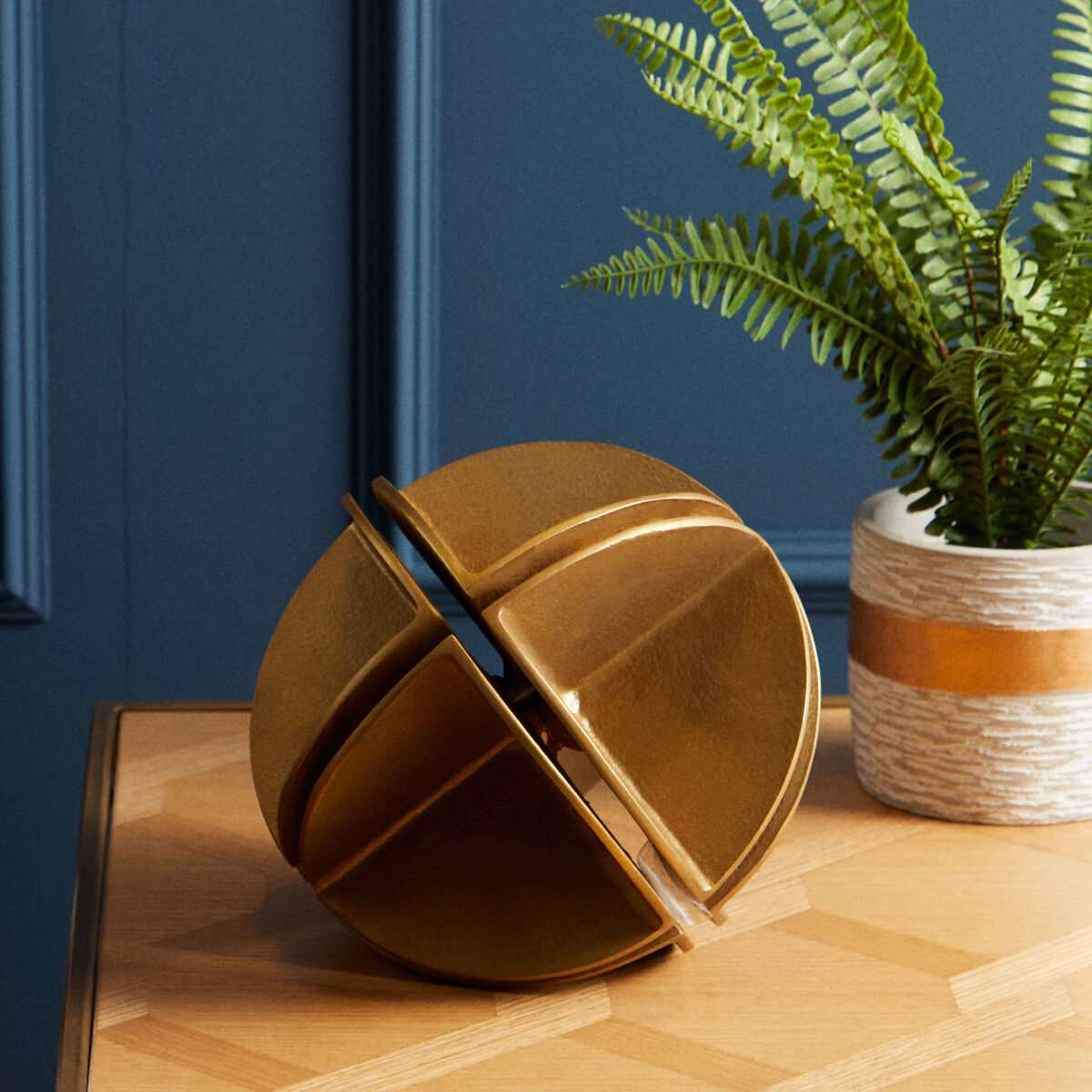 Brass Finish Segmented Spherical Sculpture | Prato