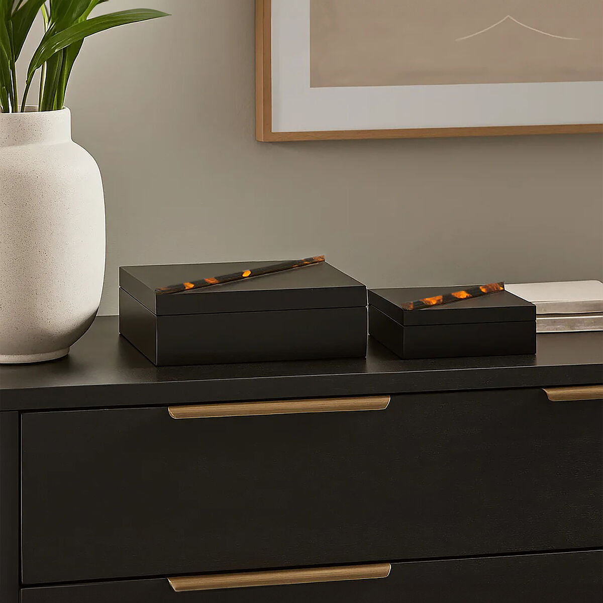 Set of Two Tortoise Shell Trinket Boxes | Roma