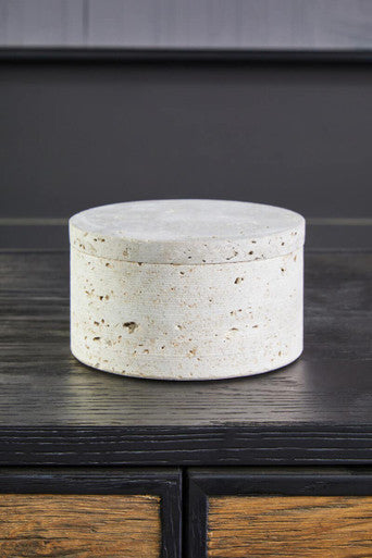 Travertine Round Trinket Box | Tibor