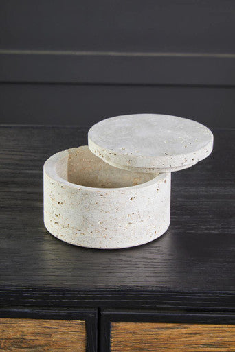 Travertine Round Trinket Box | Tibor