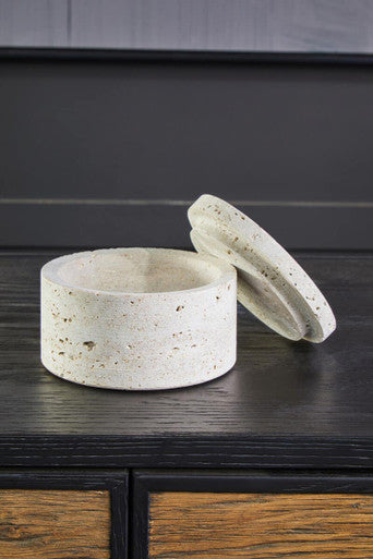 Travertine Round Trinket Box | Tibor
