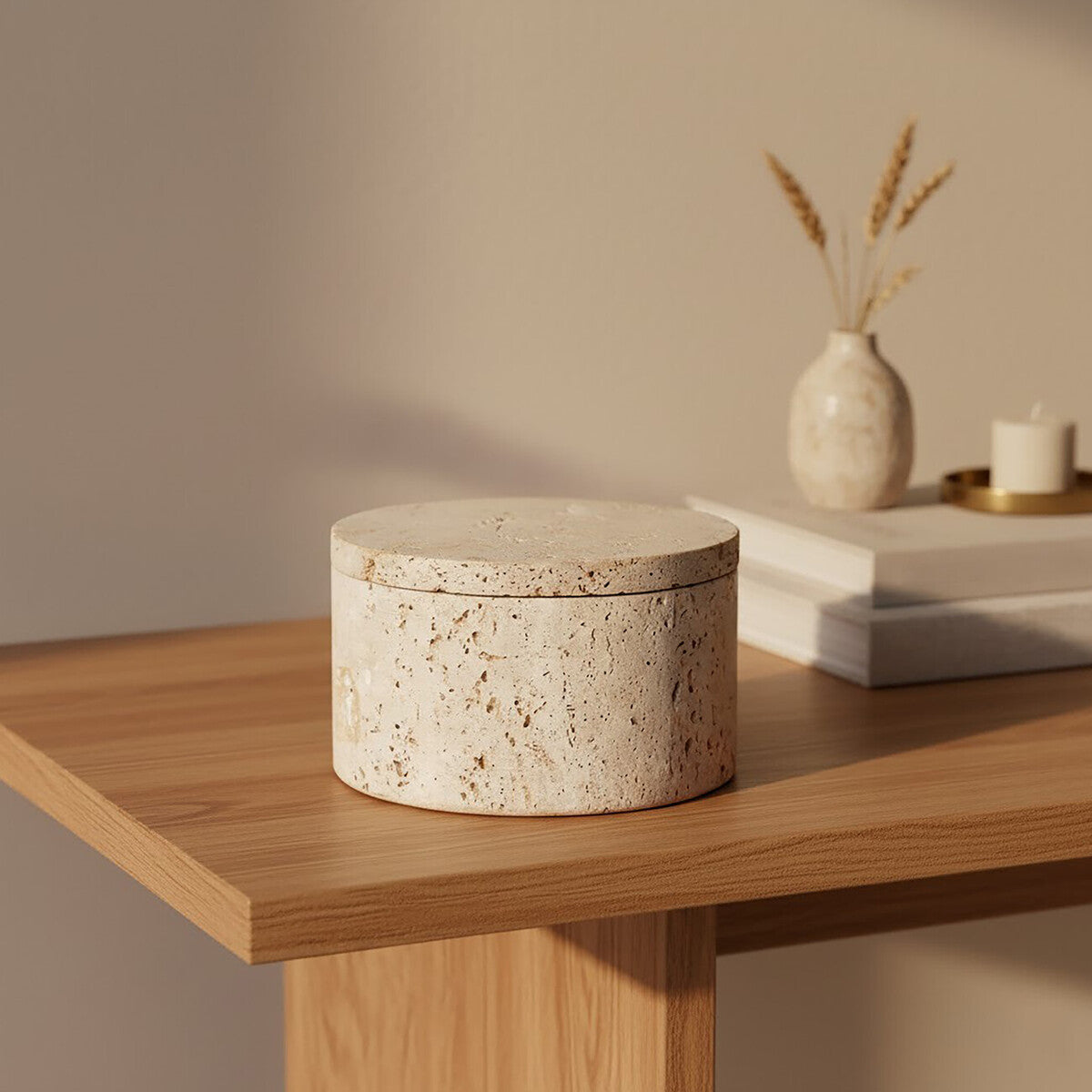 Travertine Round Trinket Box | Tibor