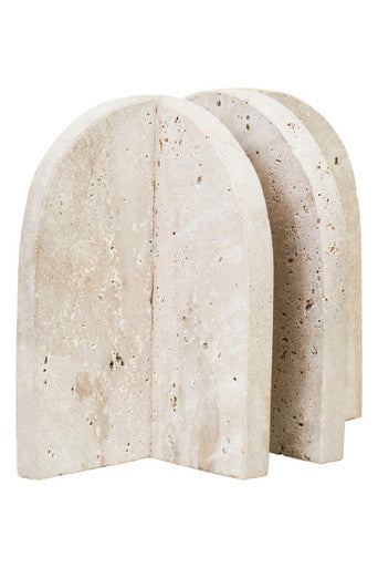 Travertine Set of 2 Arched Bookends | Tibor