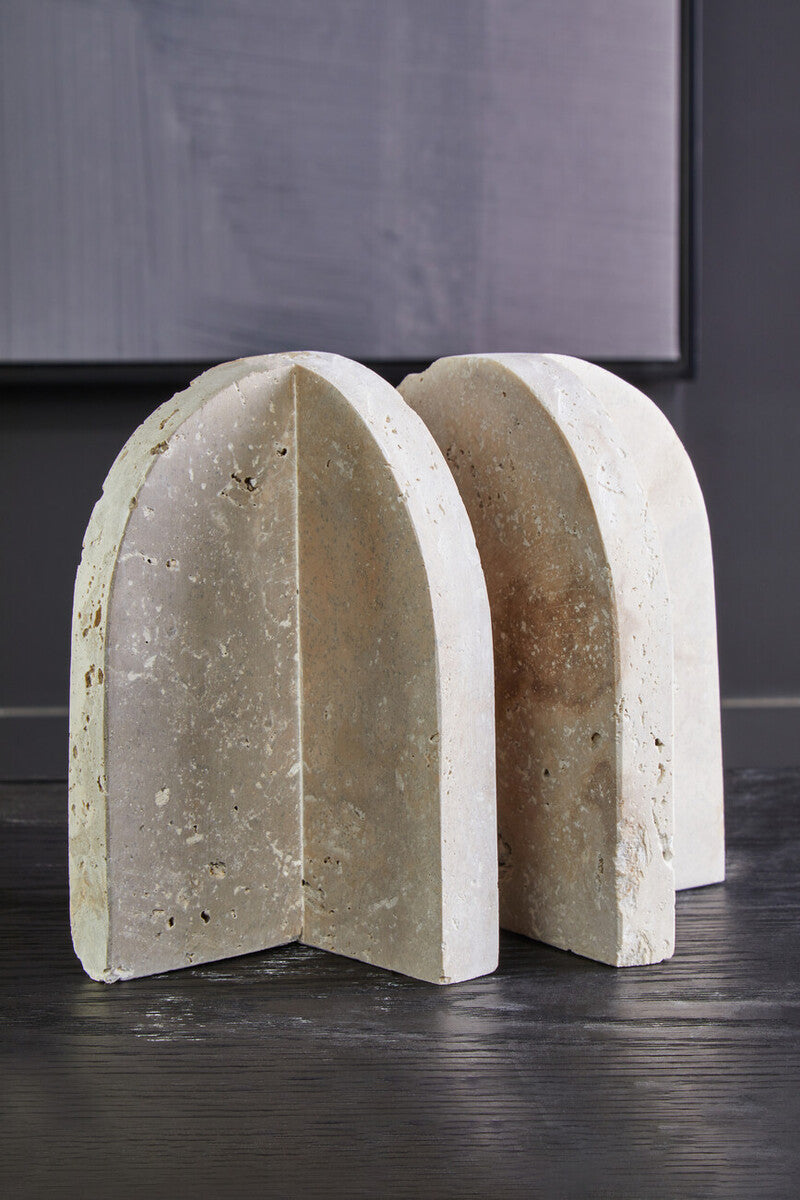 Travertine Set of 2 Arched Bookends | Tibor
