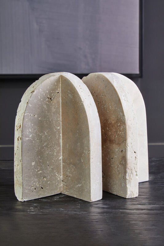 Travertine Set of 2 Arched Bookends | Tibor