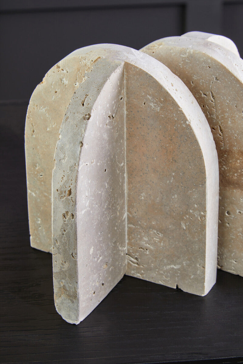 Travertine Set of 2 Arched Bookends | Tibor