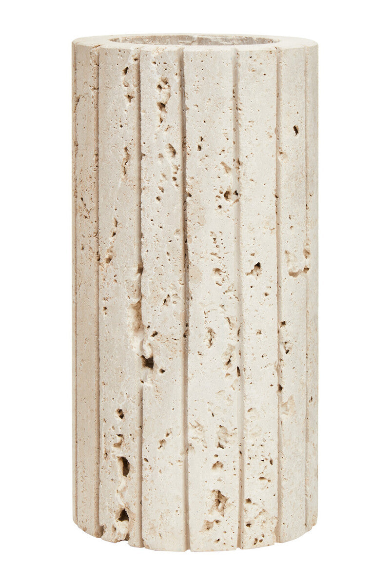 Travertine Ribbed Vase | Tibor