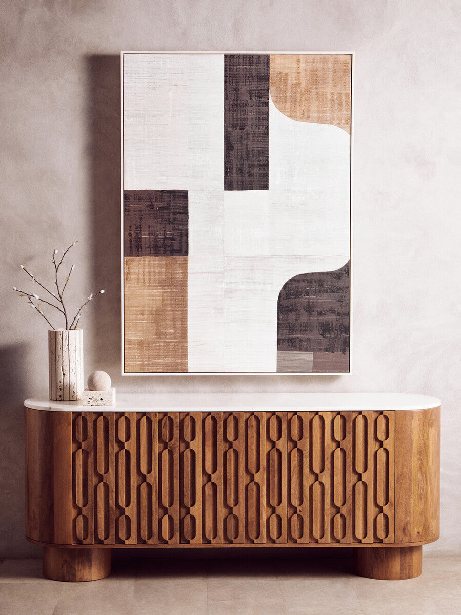 Travertine Ribbed Vase | Tibor