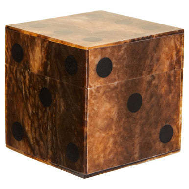 Brown and Black Finish Dice Box with Five Dice | Churchill Games