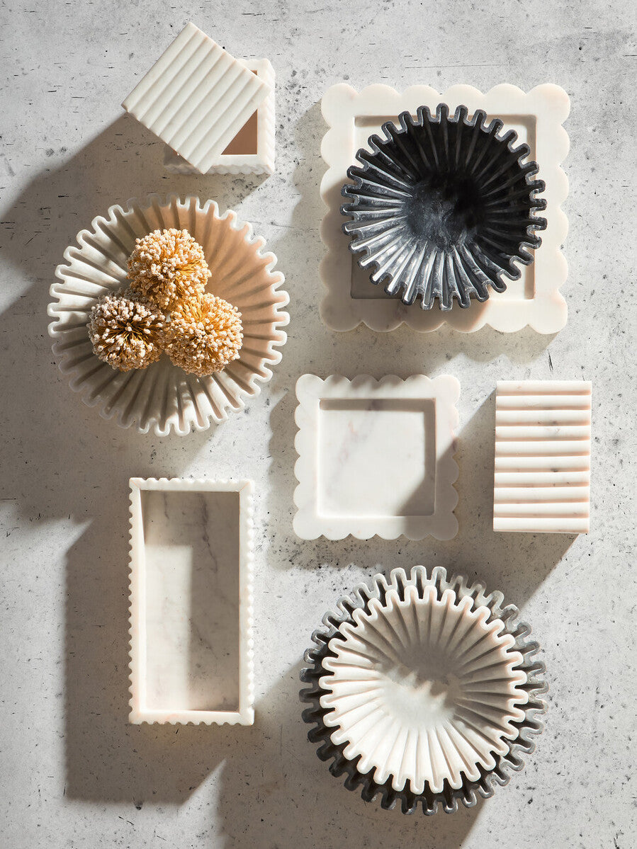 Small White Fluted Marble Bowl | Savio