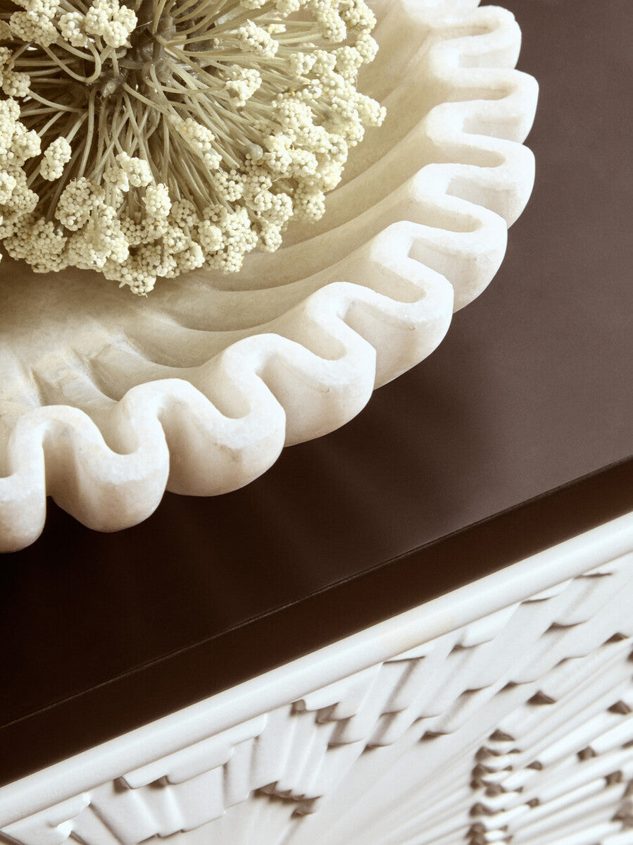 Small White Fluted Marble Bowl | Savio