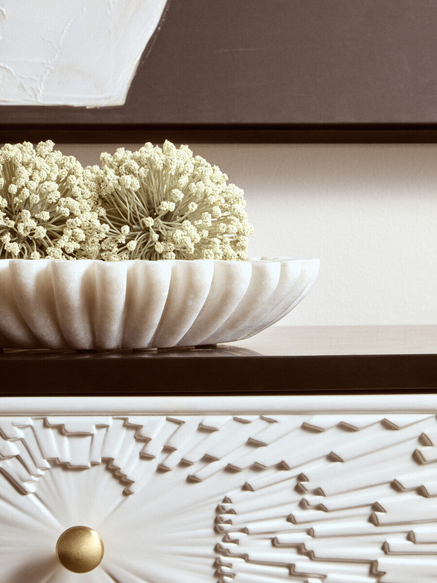 Small White Fluted Marble Bowl | Savio