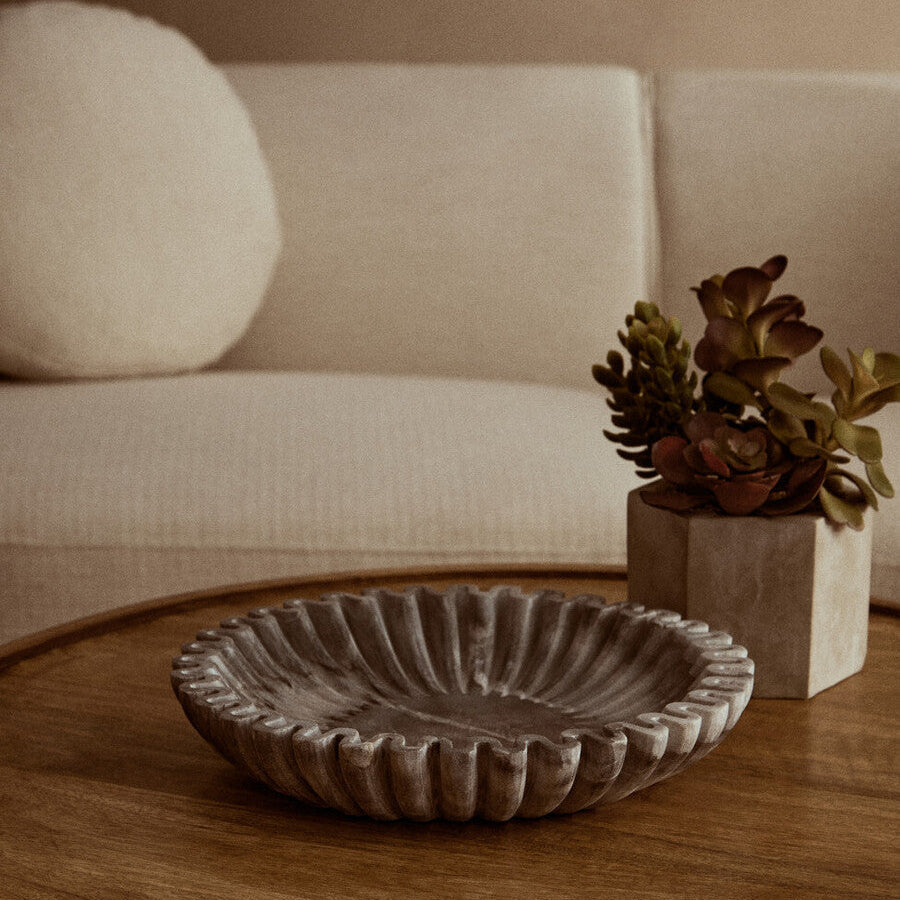 Large Grey Fluted Marble Bowl | Savio