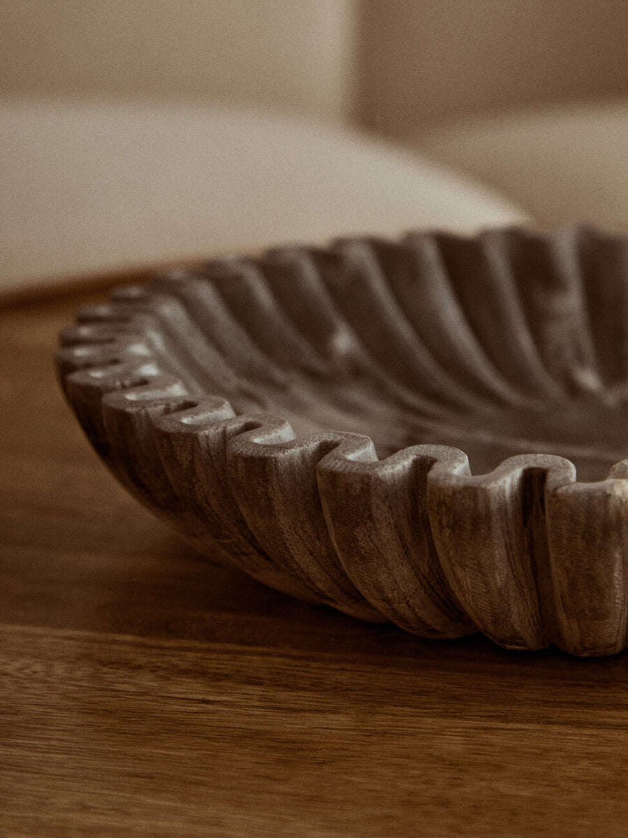 Large Grey Fluted Marble Bowl | Savio