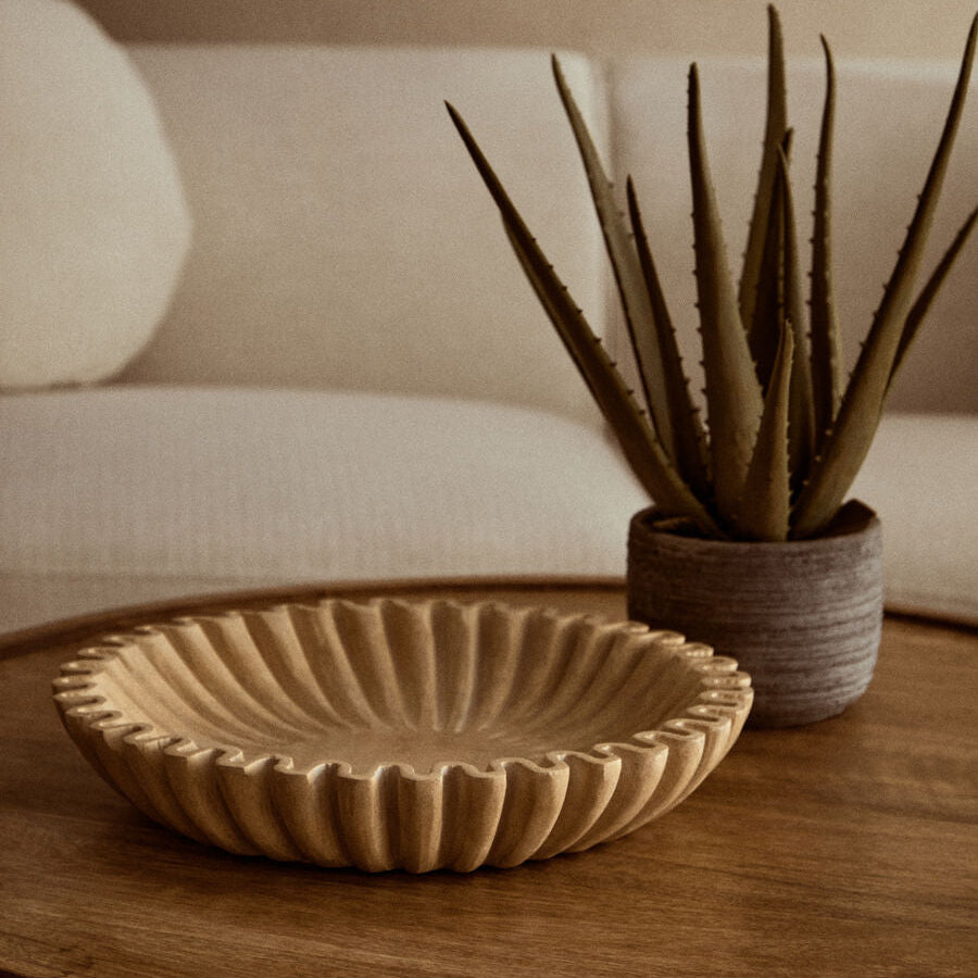 Large Ochre Fluted Marble Bowl | Savio