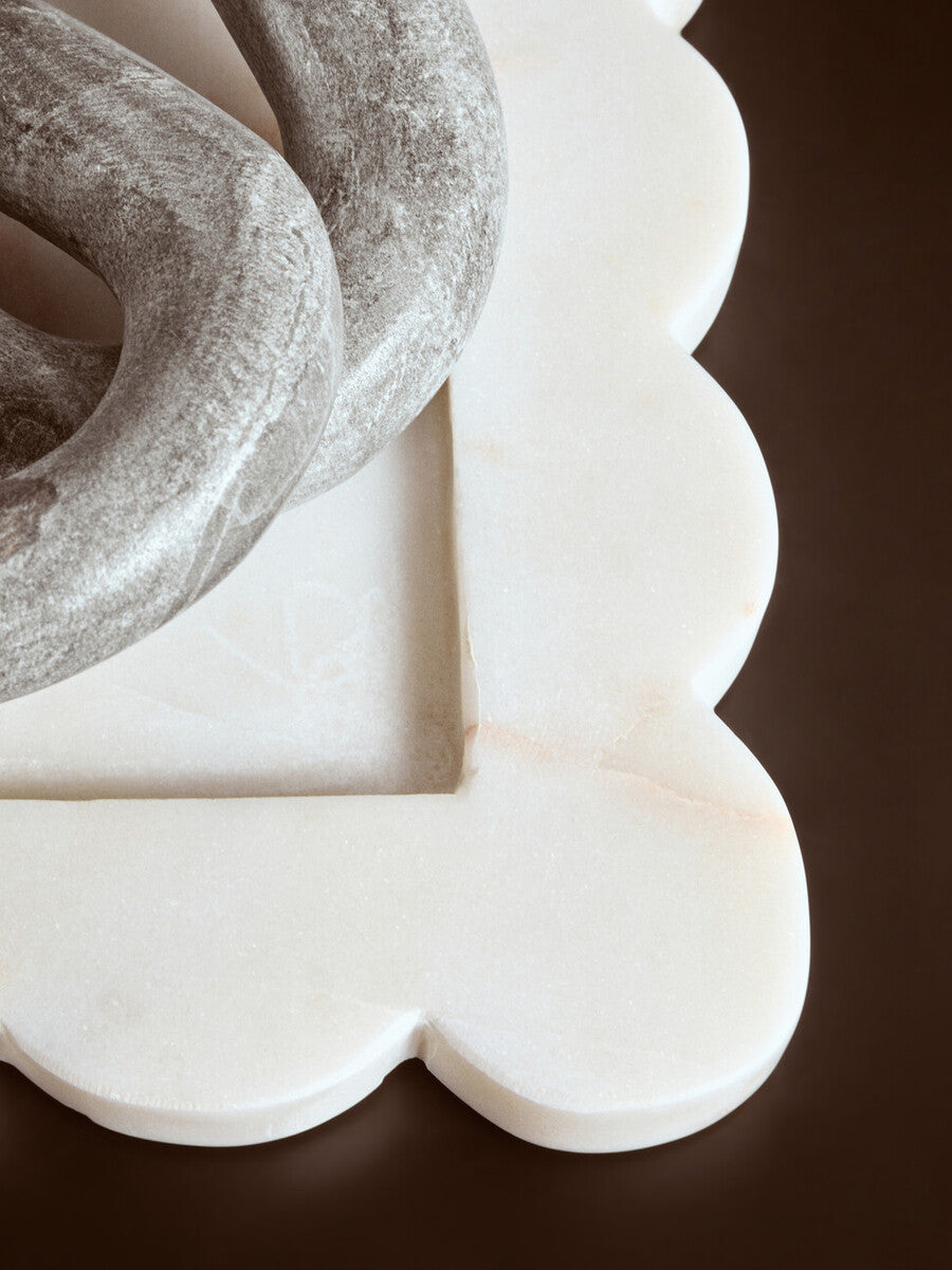 White Marble Square Large Tray with Scallop Edges | Savio