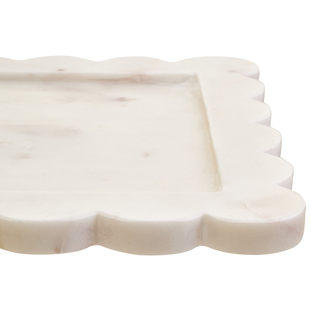 White Marble Square Large Tray with Scallop Edges | Savio