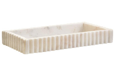 Rectangular White Fluted Marble Tray | Savio