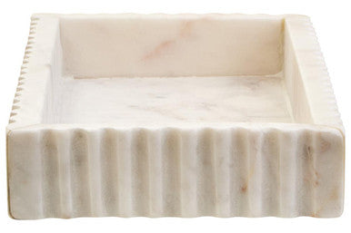 Rectangular White Fluted Marble Tray | Savio