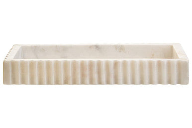 Rectangular White Fluted Marble Tray | Savio