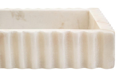 Rectangular White Fluted Marble Tray | Savio